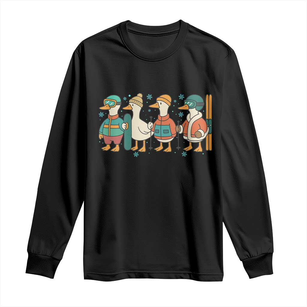 Funny Ski Snowboard Goose Long Sleeve Shirt Up To Snow Good Winter Sport - Wonder Print Shop