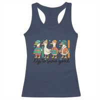 Funny Ski Snowboard Goose Racerback Tank Top Up To Snow Good Winter Sport - Wonder Print Shop
