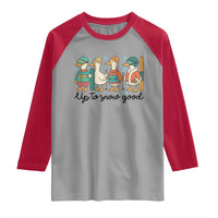 Funny Ski Snowboard Goose Raglan Shirt Up To Snow Good Winter Sport - Wonder Print Shop