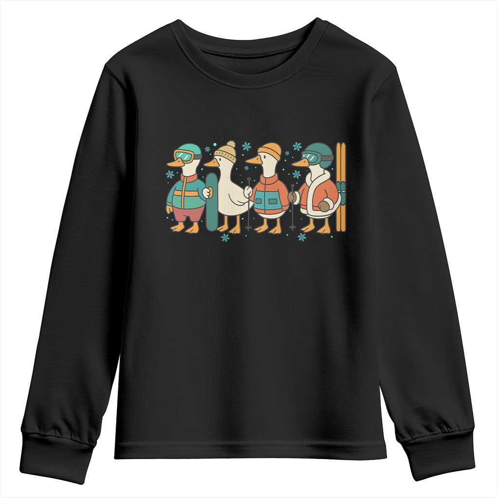 Funny Ski Snowboard Goose Youth Sweatshirt Up To Snow Good Winter Sport - Wonder Print Shop