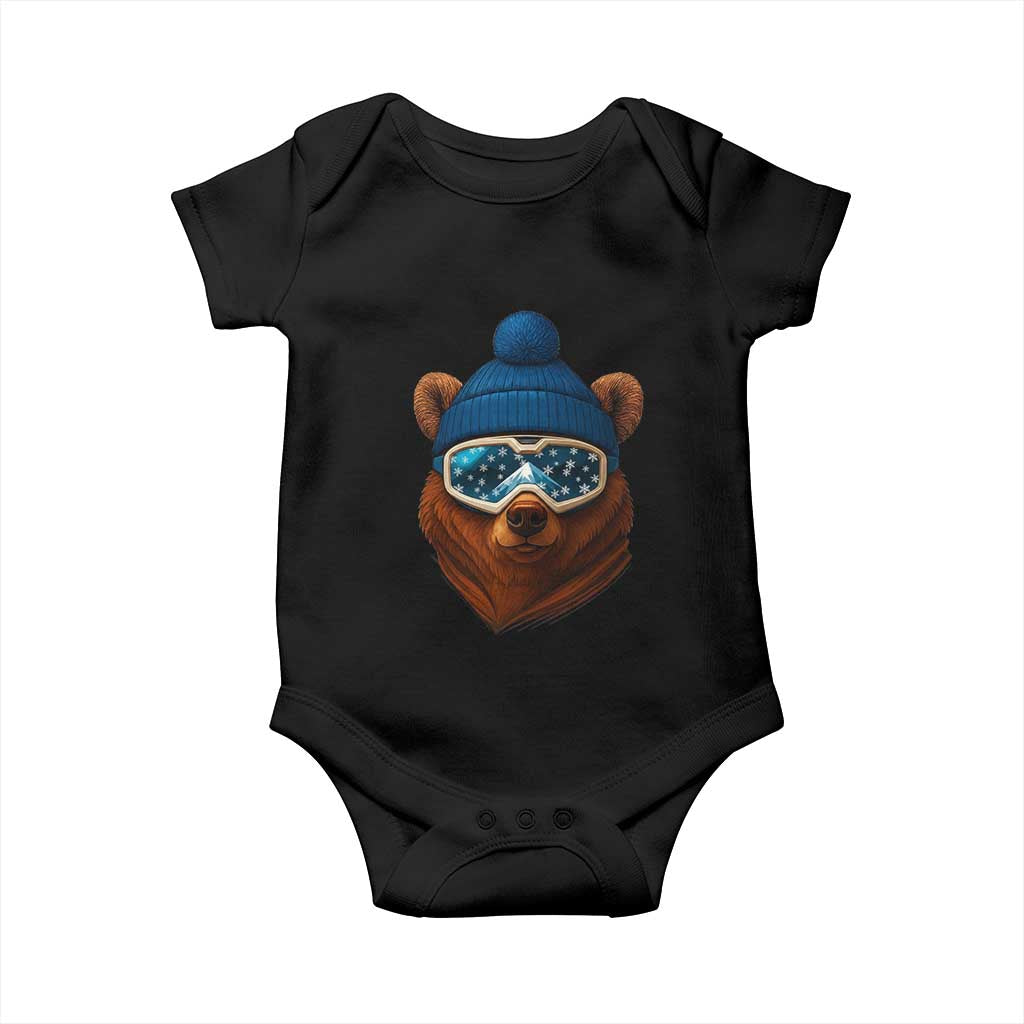 Grizzly Bear Snowboard Goggles Skiing Snow Winter Sport Baby Onesie - Wonder Print Shop