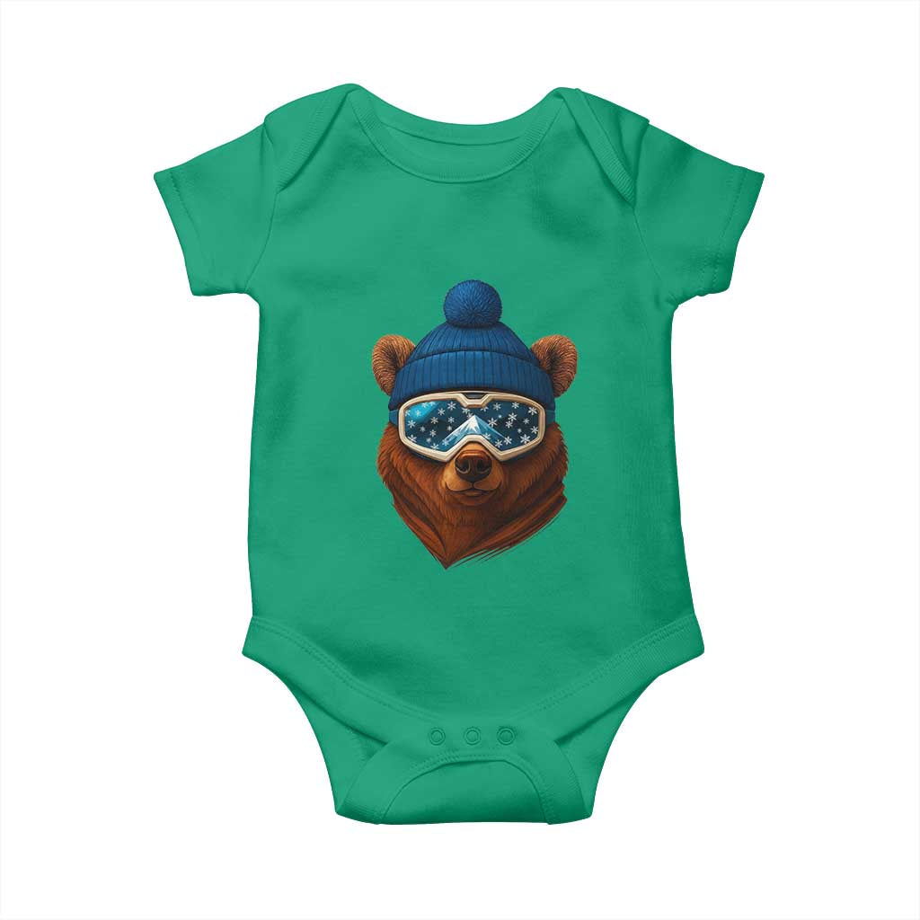 Grizzly Bear Snowboard Goggles Skiing Snow Winter Sport Baby Onesie - Wonder Print Shop