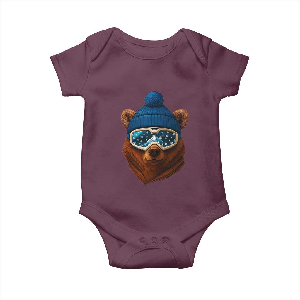 Grizzly Bear Snowboard Goggles Skiing Snow Winter Sport Baby Onesie - Wonder Print Shop