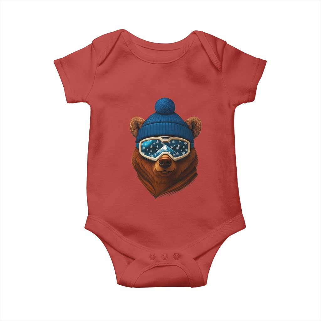 Grizzly Bear Snowboard Goggles Skiing Snow Winter Sport Baby Onesie - Wonder Print Shop