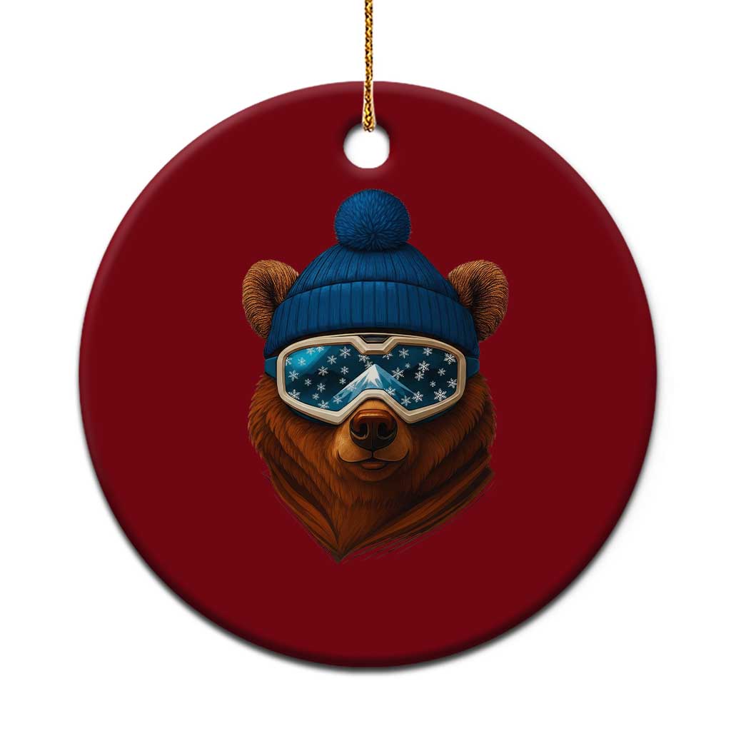 Grizzly Bear Snowboard Goggles Skiing Snow Winter Sport Ceramic Ornament - Wonder Print Shop