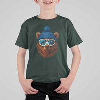 Grizzly Bear Snowboard Goggles Skiing Snow Winter Sport T Shirt For Kid - Wonder Print Shop