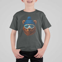 Grizzly Bear Snowboard Goggles Skiing Snow Winter Sport T Shirt For Kid - Wonder Print Shop