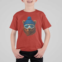 Grizzly Bear Snowboard Goggles Skiing Snow Winter Sport T Shirt For Kid - Wonder Print Shop