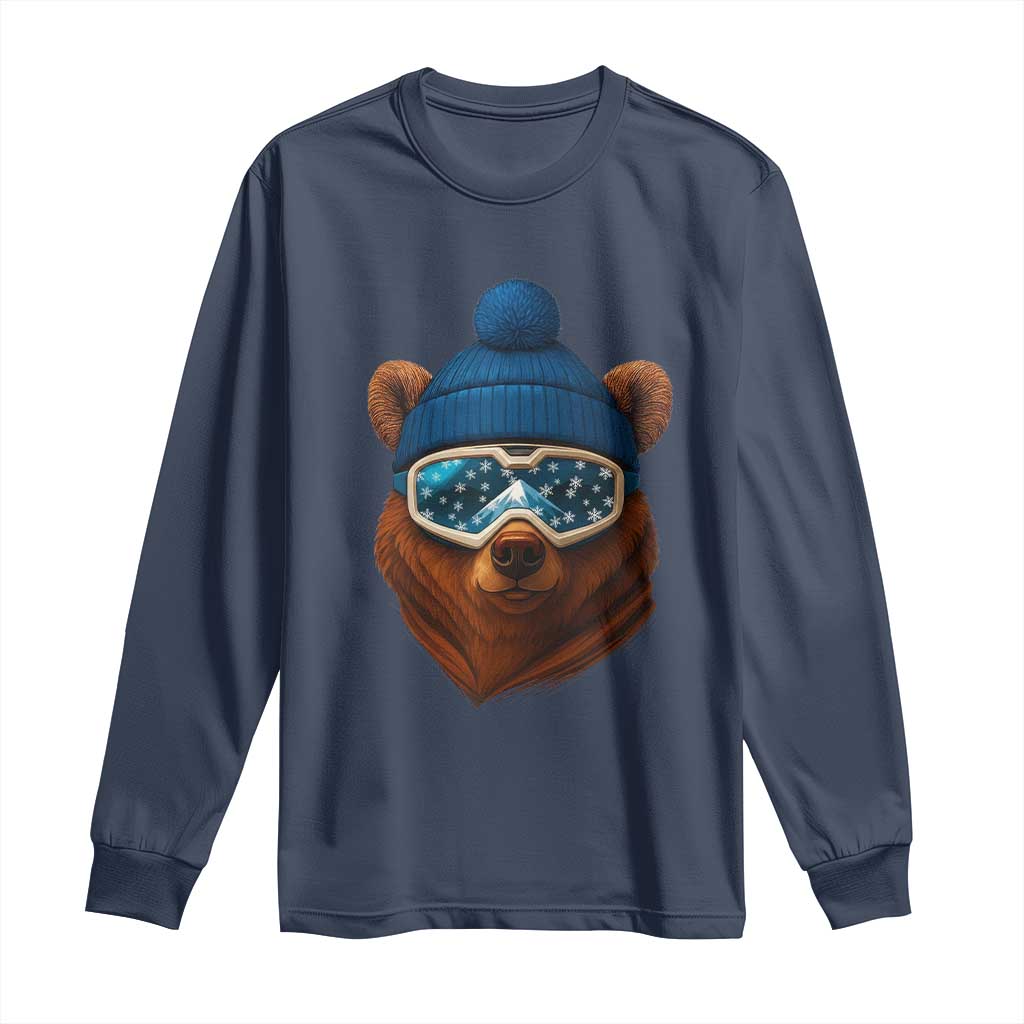 Grizzly Bear Snowboard Goggles Skiing Snow Winter Sport Long Sleeve Shirt - Wonder Print Shop