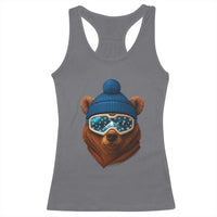 Grizzly Bear Snowboard Goggles Skiing Snow Winter Sport Racerback Tank Top - Wonder Print Shop