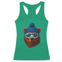 Grizzly Bear Snowboard Goggles Skiing Snow Winter Sport Racerback Tank Top - Wonder Print Shop