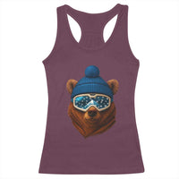Grizzly Bear Snowboard Goggles Skiing Snow Winter Sport Racerback Tank Top - Wonder Print Shop