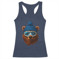 Grizzly Bear Snowboard Goggles Skiing Snow Winter Sport Racerback Tank Top - Wonder Print Shop
