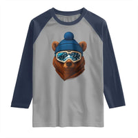 Grizzly Bear Snowboard Goggles Skiing Snow Winter Sport Raglan Shirt - Wonder Print Shop