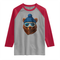 Grizzly Bear Snowboard Goggles Skiing Snow Winter Sport Raglan Shirt - Wonder Print Shop