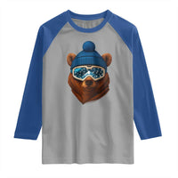 Grizzly Bear Snowboard Goggles Skiing Snow Winter Sport Raglan Shirt - Wonder Print Shop