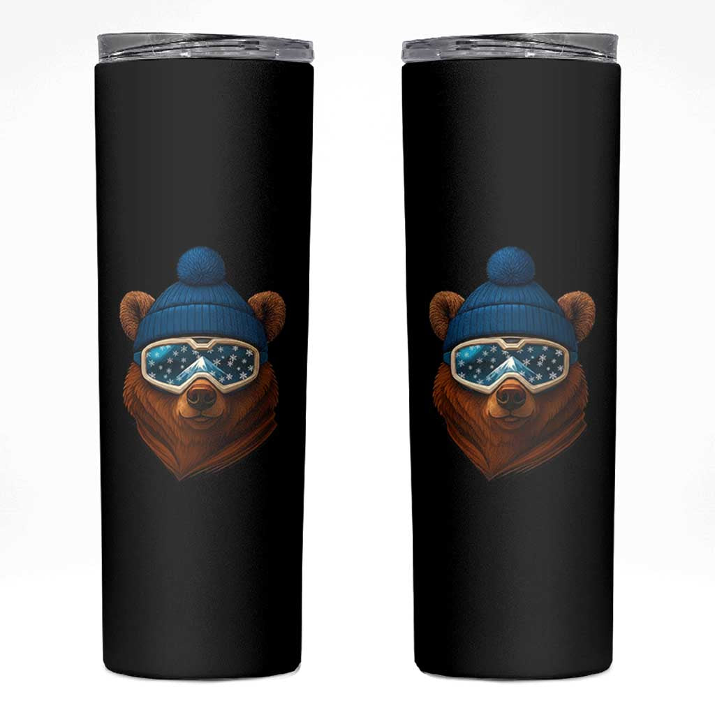 Grizzly Bear Snowboard Goggles Skiing Snow Winter Sport Skinny Tumbler - Wonder Print Shop
