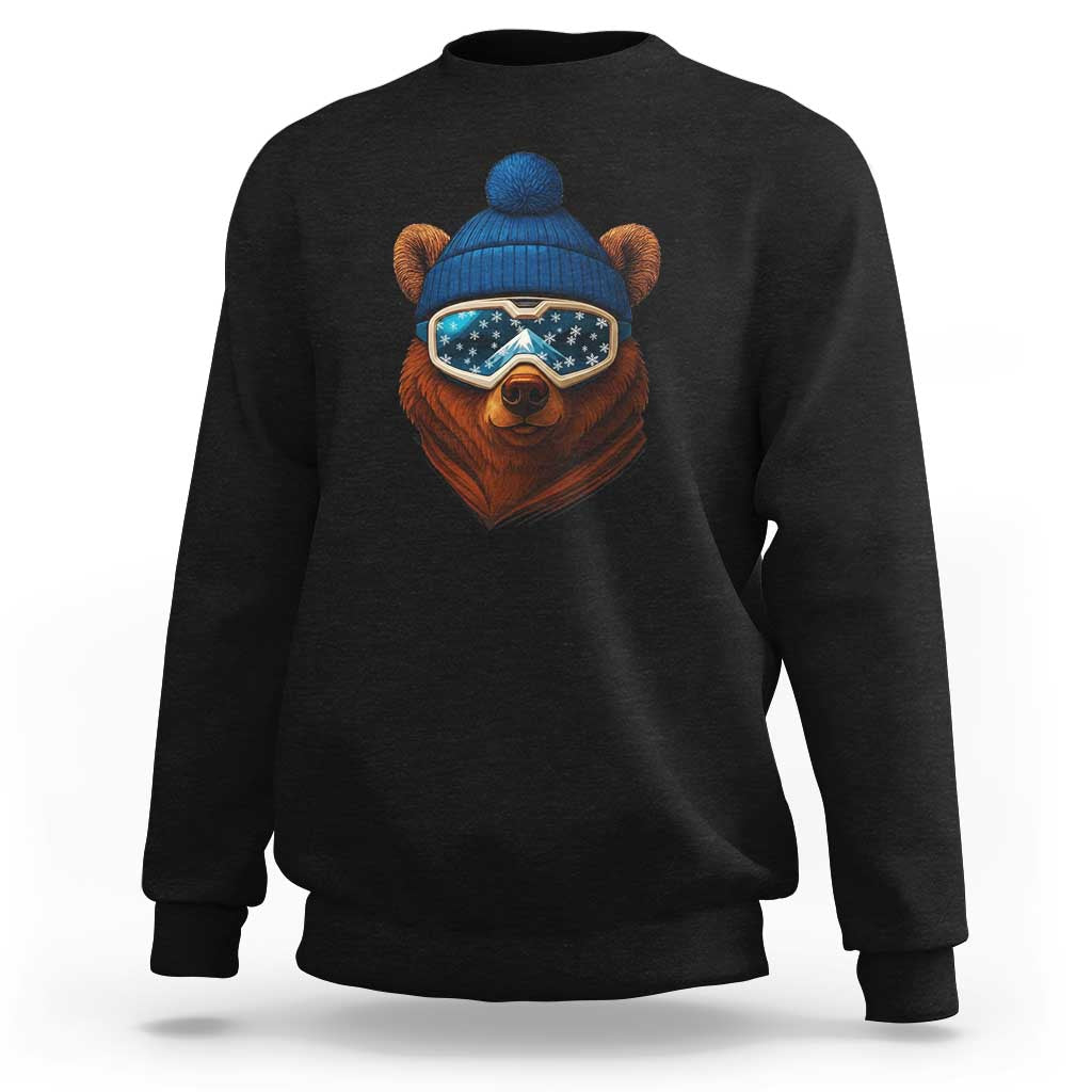 Grizzly Bear Snowboard Goggles Skiing Snow Winter Sport Sweatshirt - Wonder Print Shop