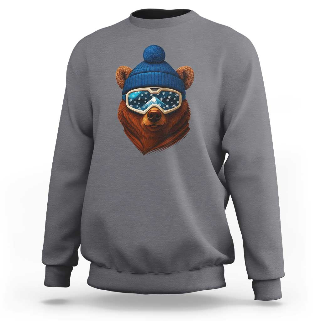 Grizzly Bear Snowboard Goggles Skiing Snow Winter Sport Sweatshirt - Wonder Print Shop