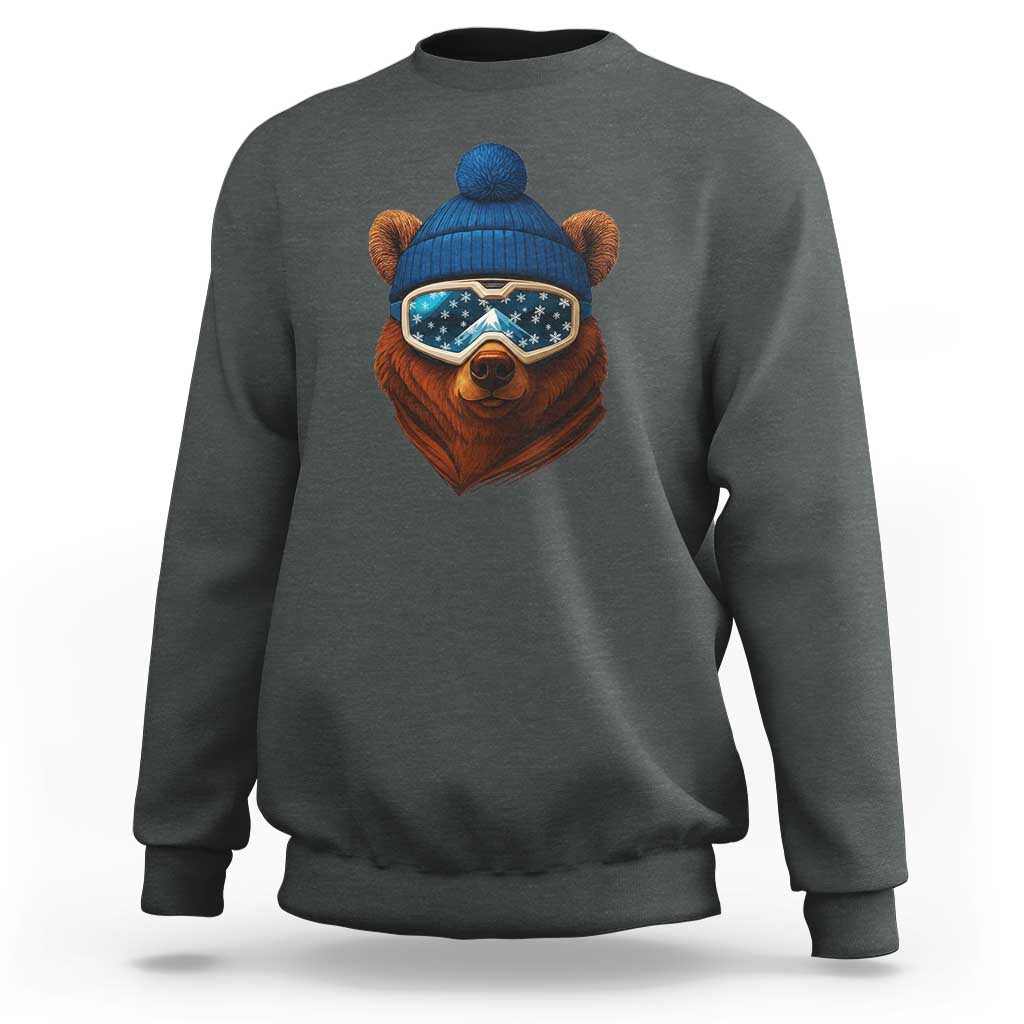 Grizzly Bear Snowboard Goggles Skiing Snow Winter Sport Sweatshirt - Wonder Print Shop