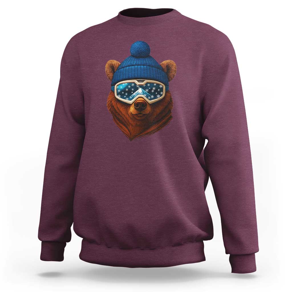 Grizzly Bear Snowboard Goggles Skiing Snow Winter Sport Sweatshirt - Wonder Print Shop