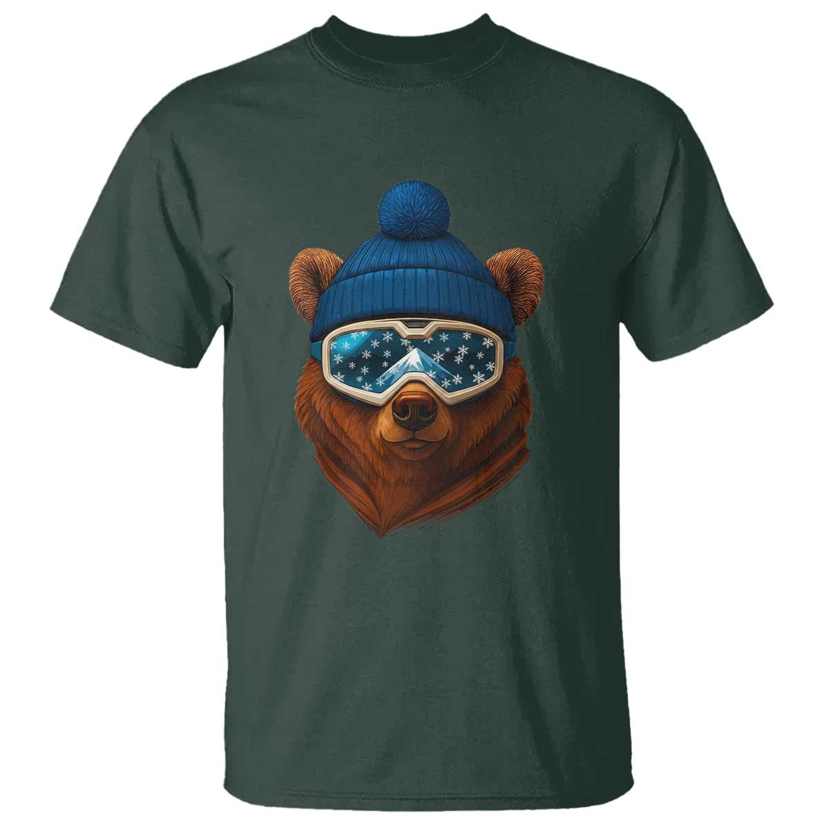Grizzly Bear Snowboard Goggles Skiing Snow Winter Sport T Shirt - Wonder Print Shop