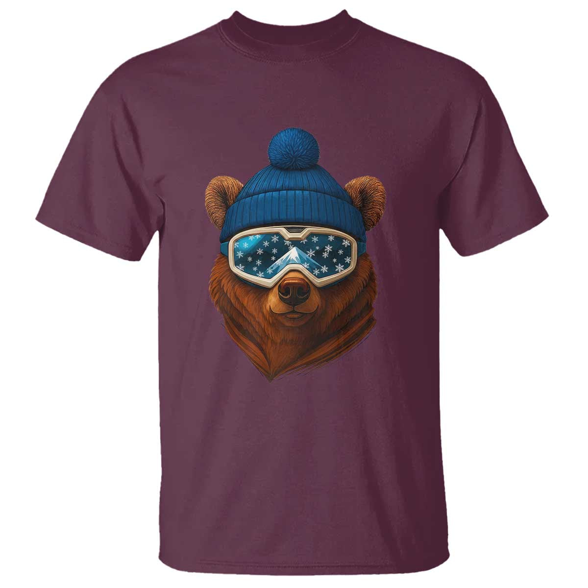 Grizzly Bear Snowboard Goggles Skiing Snow Winter Sport T Shirt - Wonder Print Shop