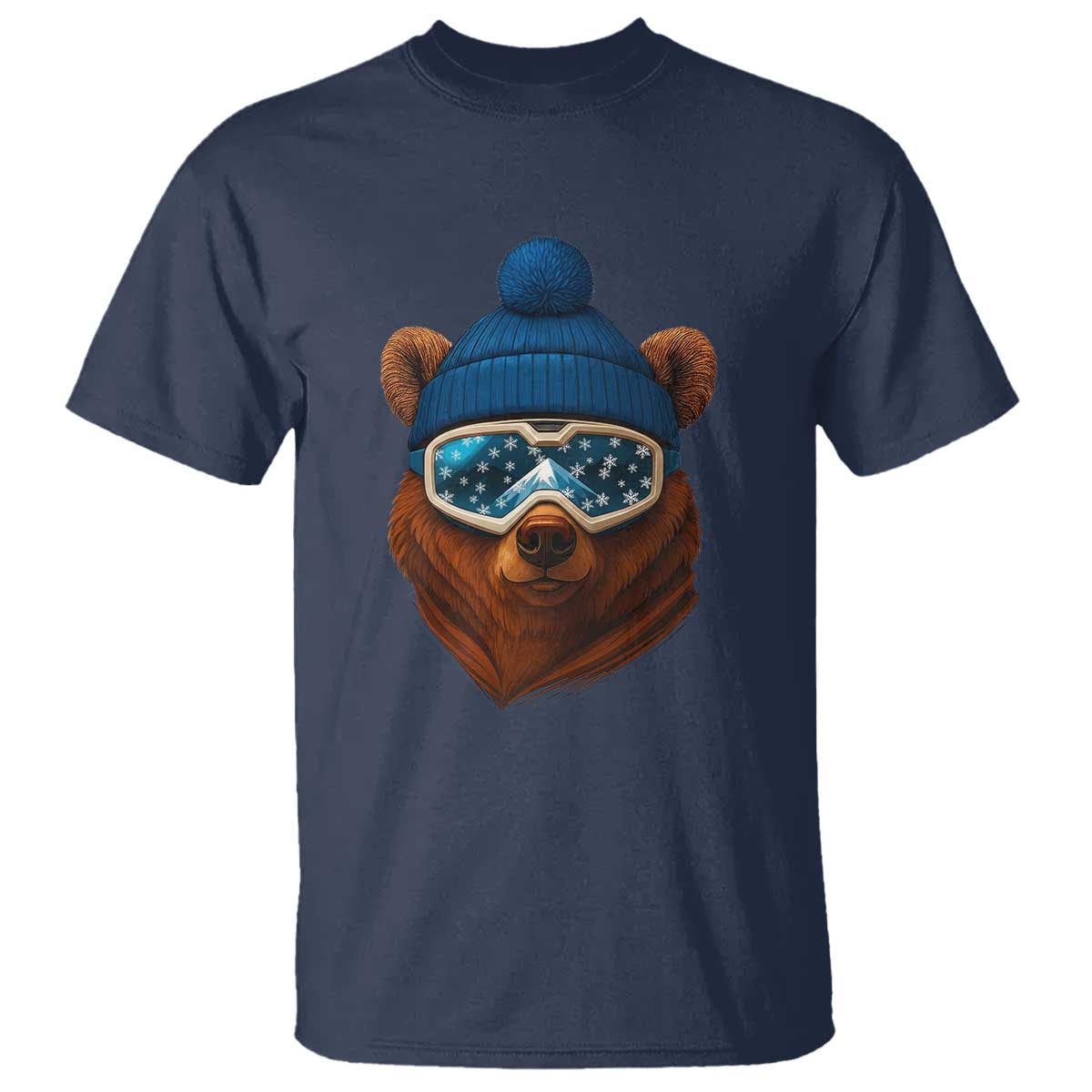 Grizzly Bear Snowboard Goggles Skiing Snow Winter Sport T Shirt - Wonder Print Shop