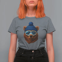 Grizzly Bear Snowboard Goggles Skiing Snow Winter Sport T Shirt For Women - Wonder Print Shop
