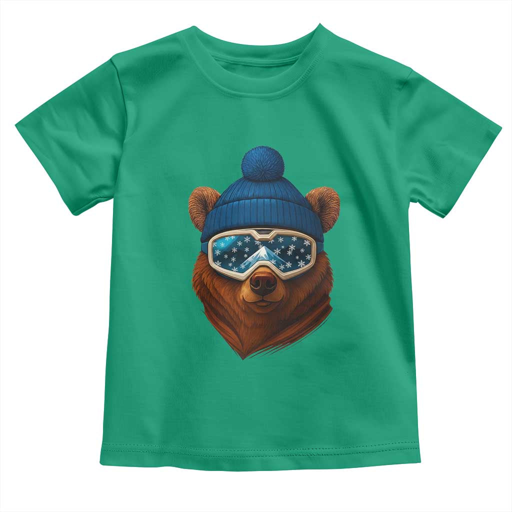 Grizzly Bear Snowboard Goggles Skiing Snow Winter Sport Toddler T Shirt - Wonder Print Shop