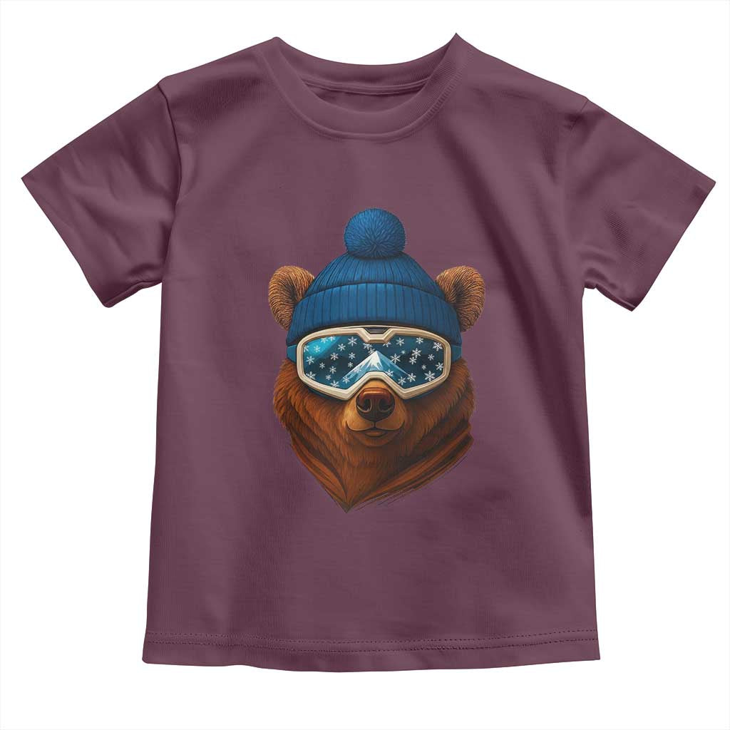 Grizzly Bear Snowboard Goggles Skiing Snow Winter Sport Toddler T Shirt - Wonder Print Shop