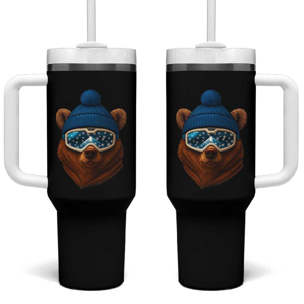 Grizzly Bear Snowboard Goggles Skiing Snow Winter Sport Tumbler With Handle - Wonder Print Shop
