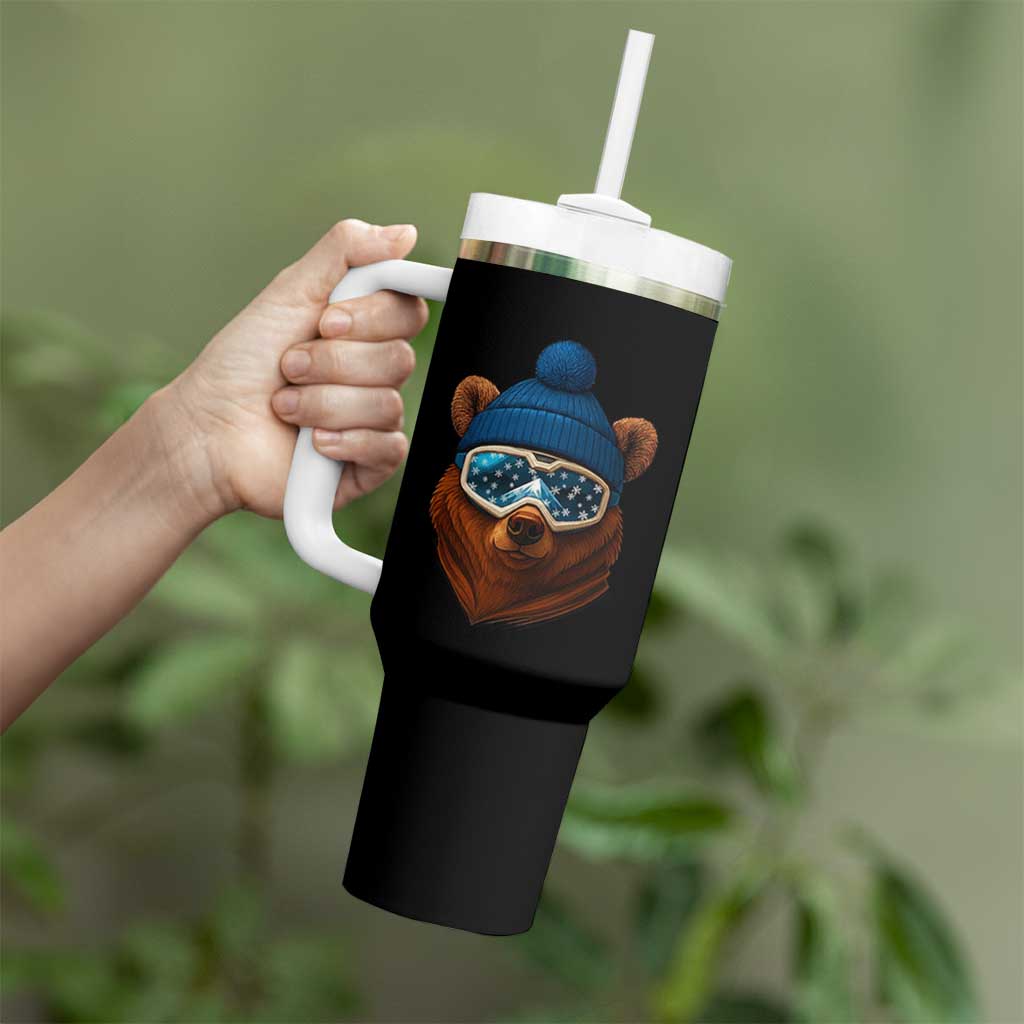 Grizzly Bear Snowboard Goggles Skiing Snow Winter Sport Tumbler With Handle - Wonder Print Shop