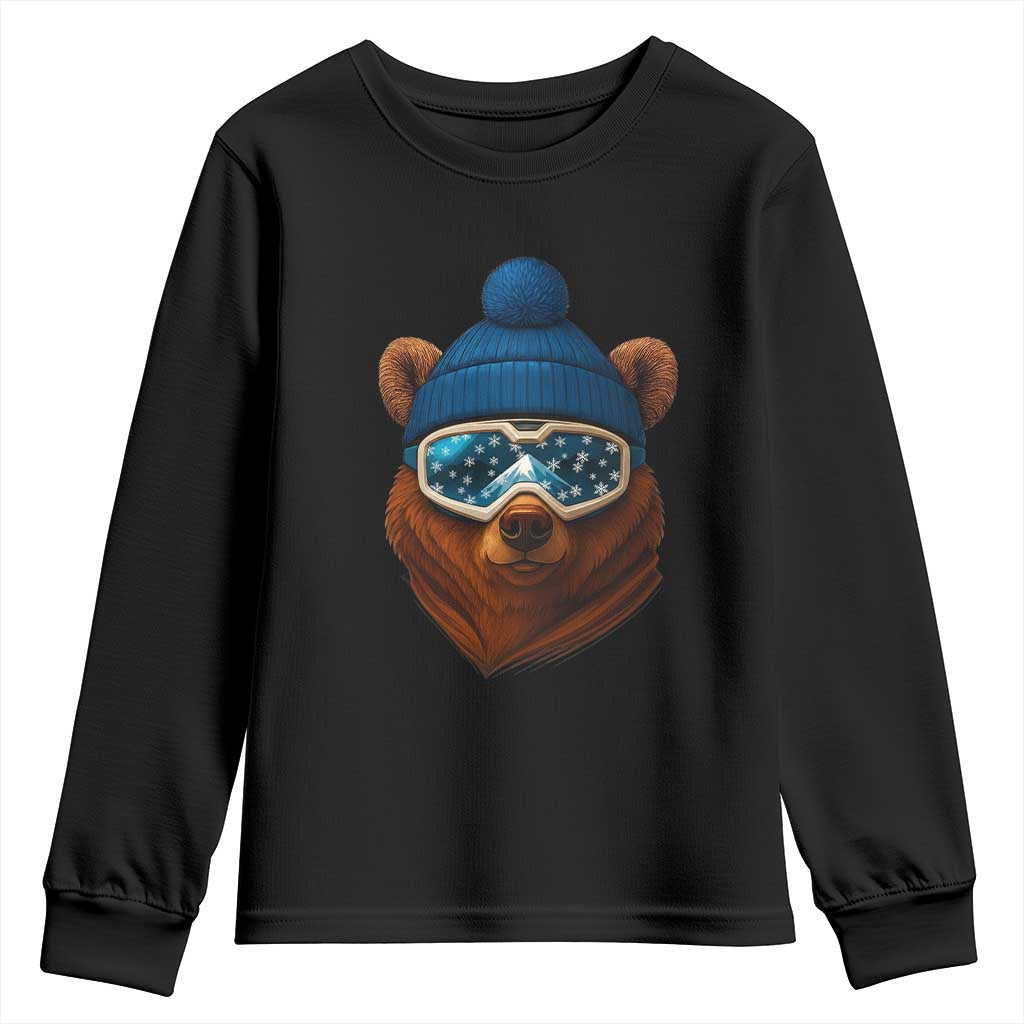 Grizzly Bear Snowboard Goggles Skiing Snow Winter Sport Youth Sweatshirt - Wonder Print Shop