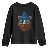 Grizzly Bear Snowboard Goggles Skiing Snow Winter Sport Youth Sweatshirt - Wonder Print Shop