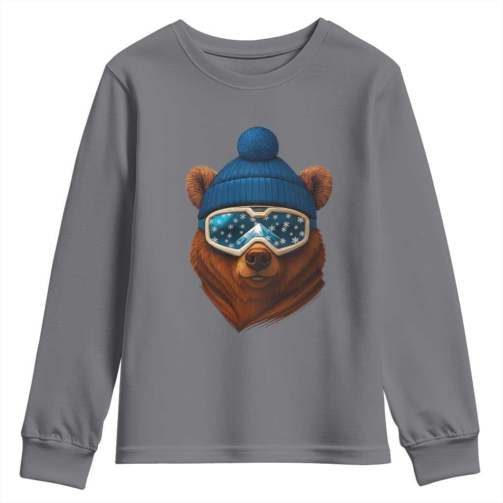 Grizzly Bear Snowboard Goggles Skiing Snow Winter Sport Youth Sweatshirt - Wonder Print Shop