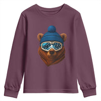 Grizzly Bear Snowboard Goggles Skiing Snow Winter Sport Youth Sweatshirt - Wonder Print Shop