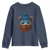 Grizzly Bear Snowboard Goggles Skiing Snow Winter Sport Youth Sweatshirt - Wonder Print Shop