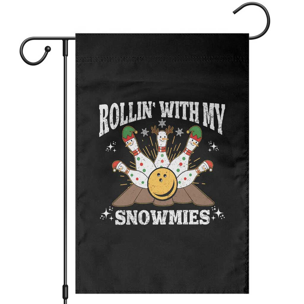 Funny Christmas Bowling Garden Flag Rollin With My Snowmies Bowling Pins - Wonder Print Shop