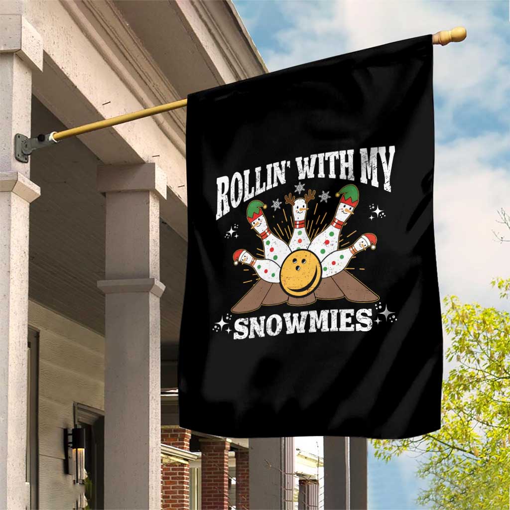Funny Christmas Bowling Garden Flag Rollin With My Snowmies Bowling Pins - Wonder Print Shop