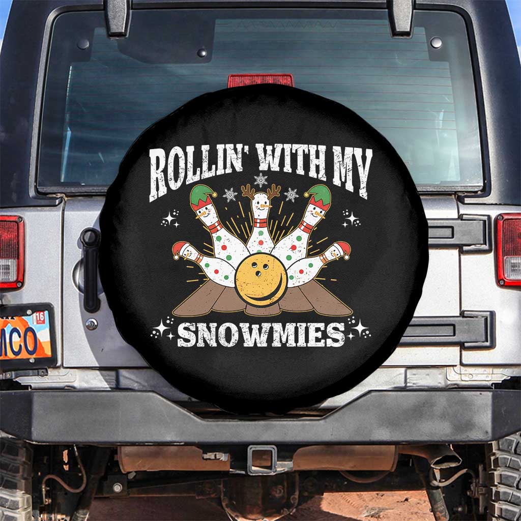 Funny Christmas Bowling Spare Tire Cover Rollin With My Snowmies Bowling Pins - Wonder Print Shop