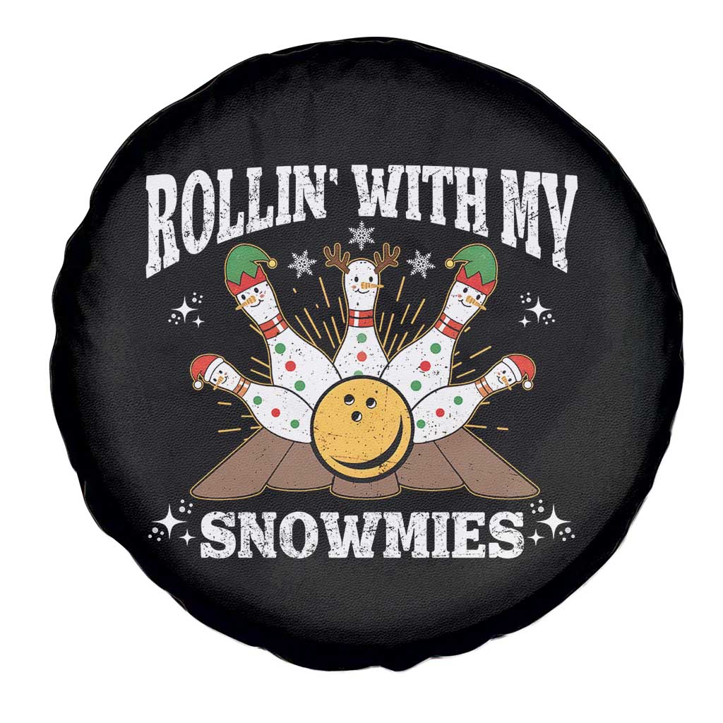Funny Christmas Bowling Spare Tire Cover Rollin With My Snowmies Bowling Pins - Wonder Print Shop