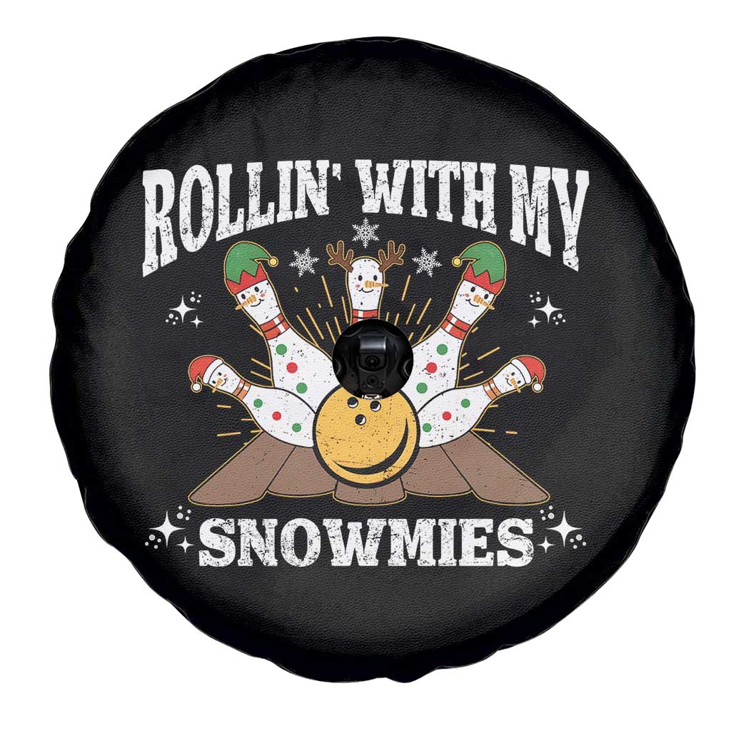 Funny Christmas Bowling Spare Tire Cover Rollin With My Snowmies Bowling Pins - Wonder Print Shop