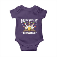 Funny Christmas Bowling Baby Onesie Rollin With My Snowmies Bowling Pins - Wonder Print Shop