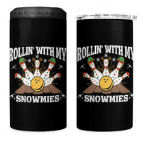 Funny Christmas Bowling 4 in 1 Can Cooler Tumbler Rollin With My Snowmies Bowling Pins - Wonder Print Shop