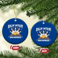 Funny Christmas Bowling Ceramic Ornament Rollin With My Snowmies Bowling Pins - Wonder Print Shop