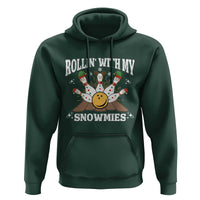 Funny Christmas Bowling Hoodie Rollin With My Snowmies Bowling Pins - Wonder Print Shop