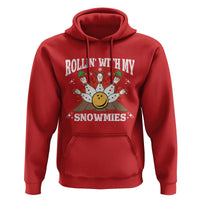 Funny Christmas Bowling Hoodie Rollin With My Snowmies Bowling Pins - Wonder Print Shop