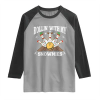 Funny Christmas Bowling Raglan Shirt Rollin With My Snowmies Bowling Pins - Wonder Print Shop