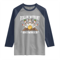 Funny Christmas Bowling Raglan Shirt Rollin With My Snowmies Bowling Pins - Wonder Print Shop